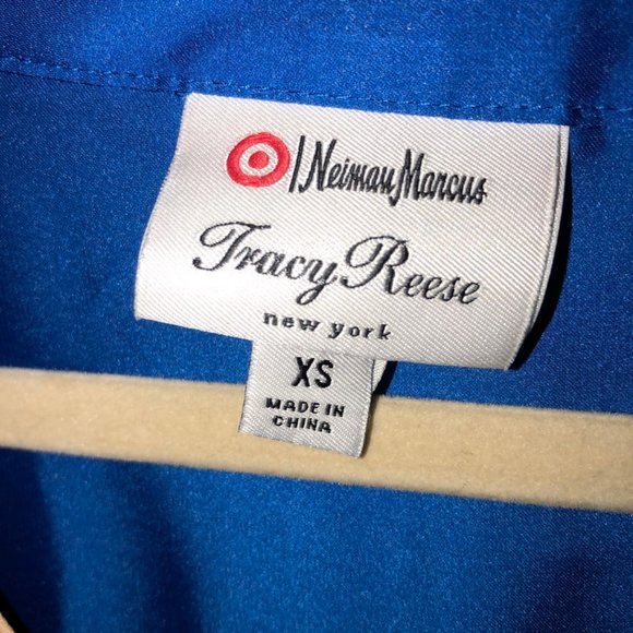 tracy reese Neiman Marcus NEW blue gold sequin flower top XS - Picture 2 of 4